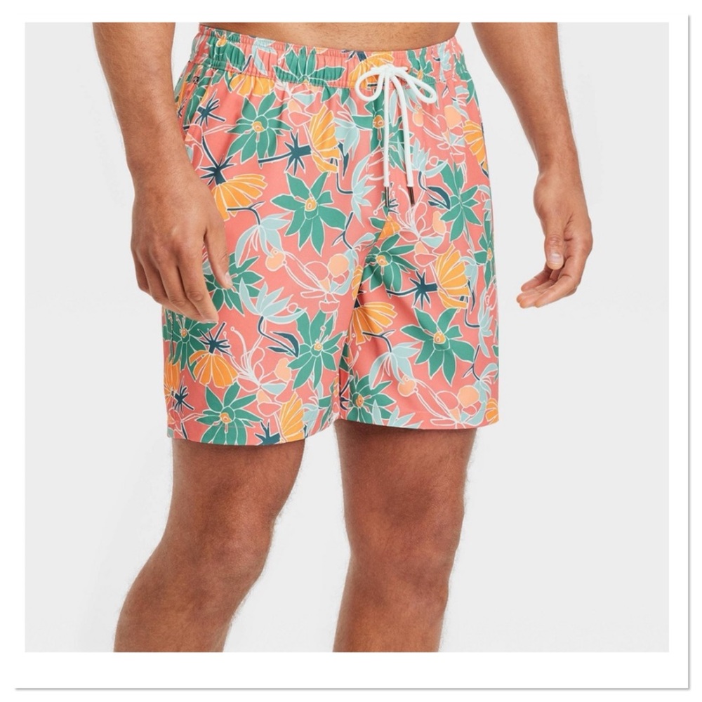 Men’s Floral Print Swim Trunks Goodfellow & Co